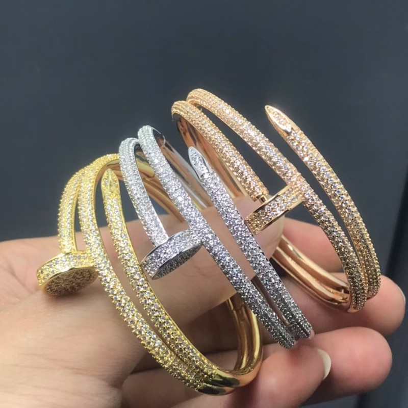 Classic Brand Light Luxury Cartier Three circle full diamond nail bracelet Party Delivery Factory Direct Sales Free Shipping
