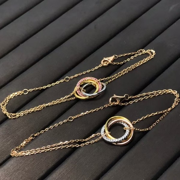High End Brand Cartier New Three Ring Three Color Bracelet for Women Jewelry