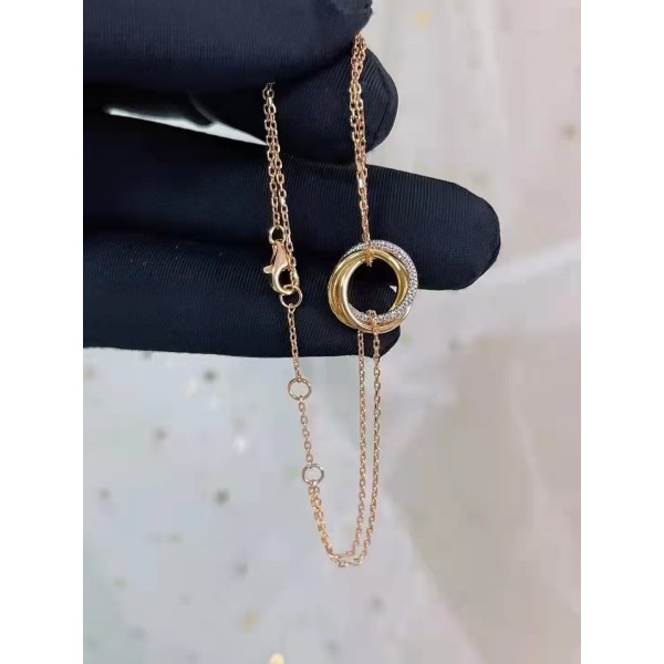 High End Brand Cartier New Three Ring Three Color Bracelet for Women Jewelry