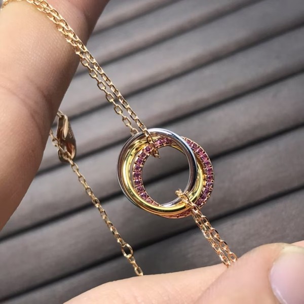 High End Brand Cartier New Three Ring Three Color Bracelet for Women Jewelry 