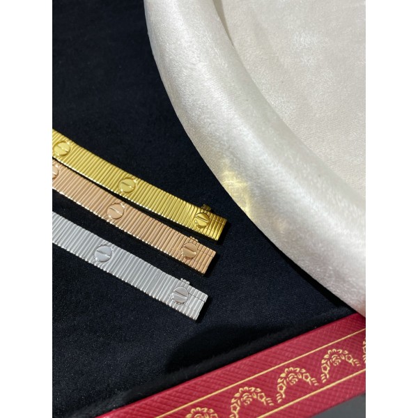 High version Cartier new LOVE thread striped snake bone bracelet V gold CNC precision craftsmanship