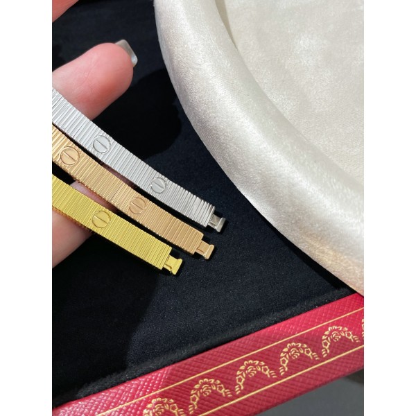 High version Cartier new LOVE thread striped snake bone bracelet V gold CNC precision craftsmanship