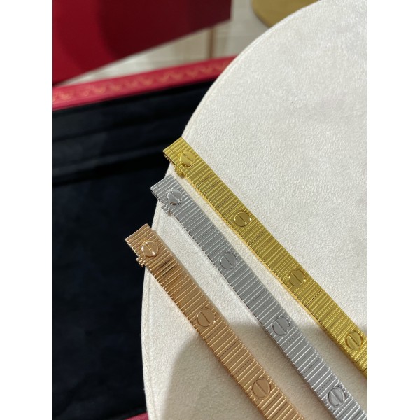 High version Cartier new LOVE thread striped snake bone bracelet V gold CNC precision craftsmanship