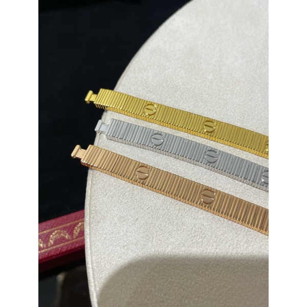 High version Cartier new LOVE thread striped snake bone bracelet V gold CNC precision craftsmanship