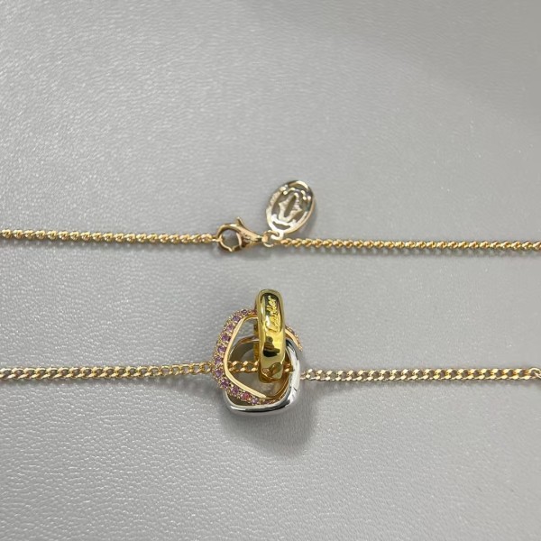 Classic Brand Cartier Necklace New Three Ring Three Color Diamond Set Necklace Factory Direct Sales Free Shipping