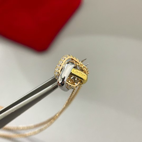 Classic Brand Cartier Necklace New Three Ring Three Color Diamond Set Necklace Factory Direct Sales Free Shipping 
