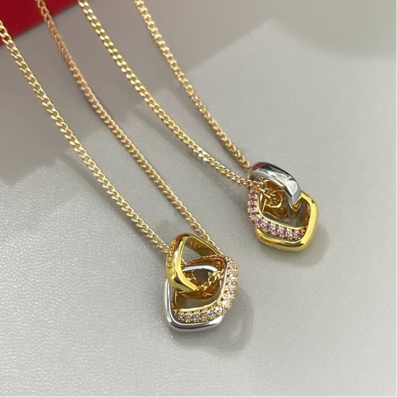 Classic Brand Cartier Necklace New Three Ring Three Color Diamond Set Necklace Factory Direct Sales Free Shipping