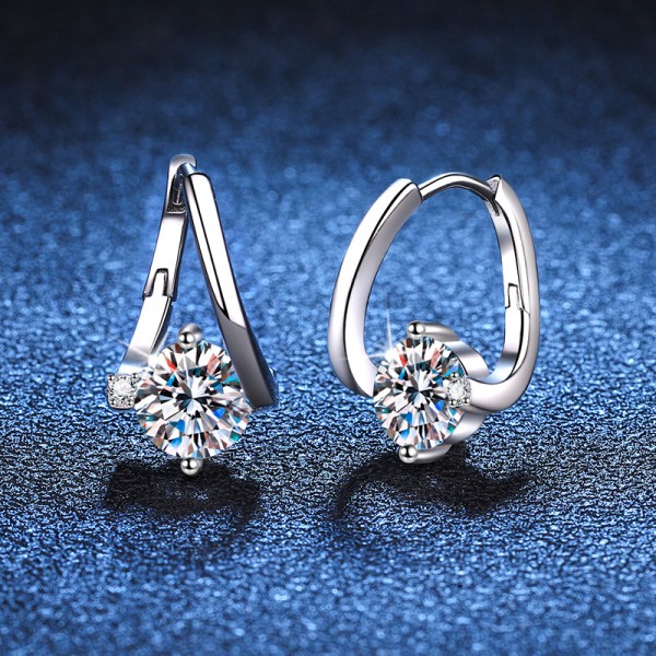 S925 silver moissanite earrings women's earrings earrings light luxury fashion exquisite quality 1 carat D color Mozambique earrings