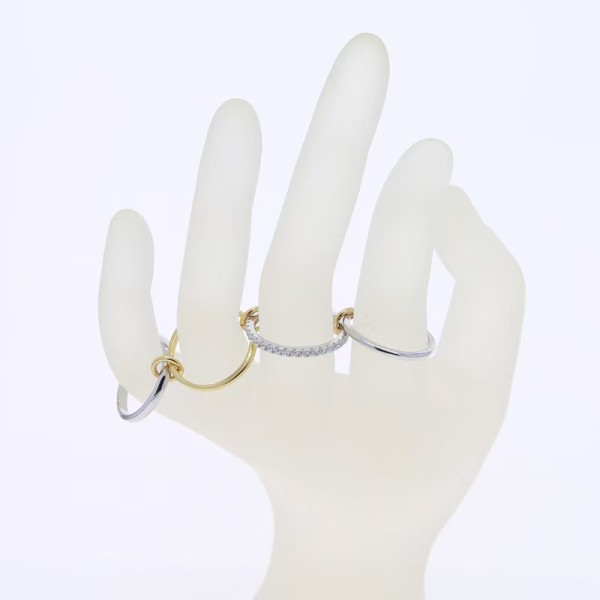 Ins European and American popular new gold 4-ring zircon ring niche high-end women's ring 
