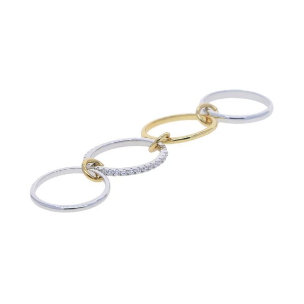 Ins European and American popular new gold 4-ring zircon ring niche high-end women's ring 