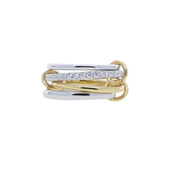 Ins European and American popular new gold 4-ring zircon ring niche high-end women's ring 