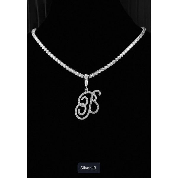 New Cursive Letters Cubic Zirconia Chain Intial Name Necklac