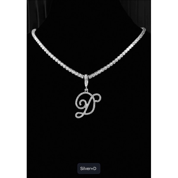 New Cursive Letters Cubic Zirconia Chain Intial Name Necklac