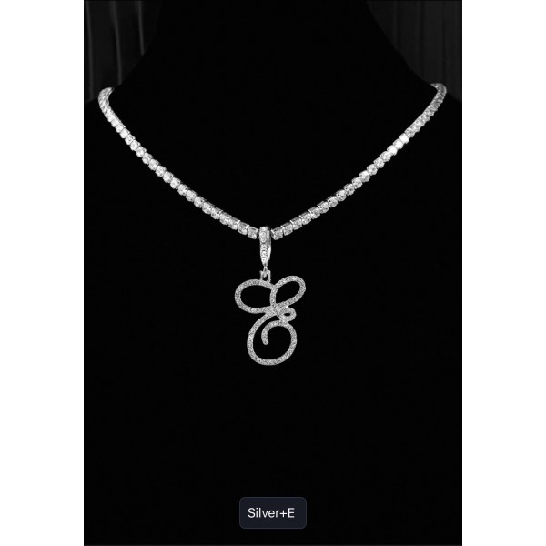 New Cursive Letters Cubic Zirconia Chain Intial Name Necklac