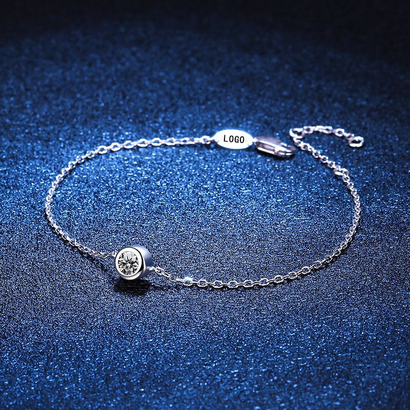 s925 sterling silver lucky bubble single diamond 30 points moissanite bracelet plated with platinum moissanite bracelet for women