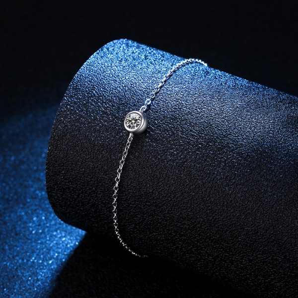 s925 sterling silver lucky bubble single diamond 30 points moissanite bracelet plated with platinum moissanite bracelet for women