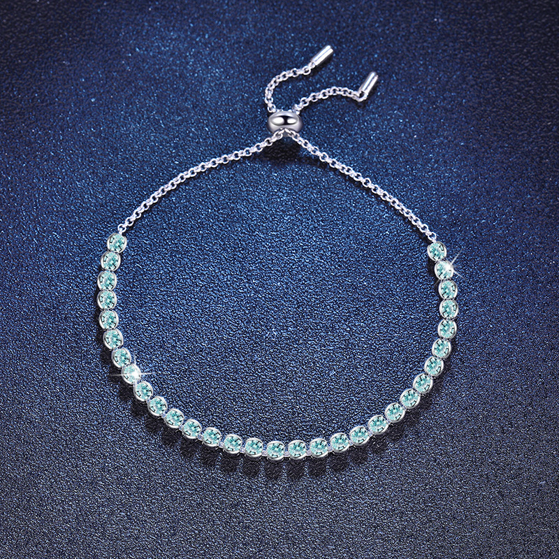 S925 sterling silver light luxury high-end Moissanite bracelet adjustable for wholesale