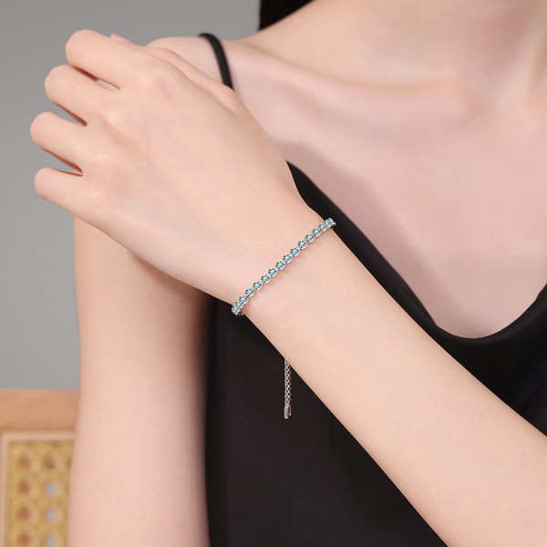 S925 sterling silver light luxury high-end Moissanite bracelet adjustable for wholesale