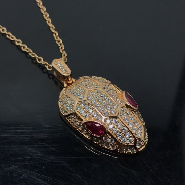 Classic brand Bulgari New Snake Head Full Diamond Necklace for women factory direct sales free shipping