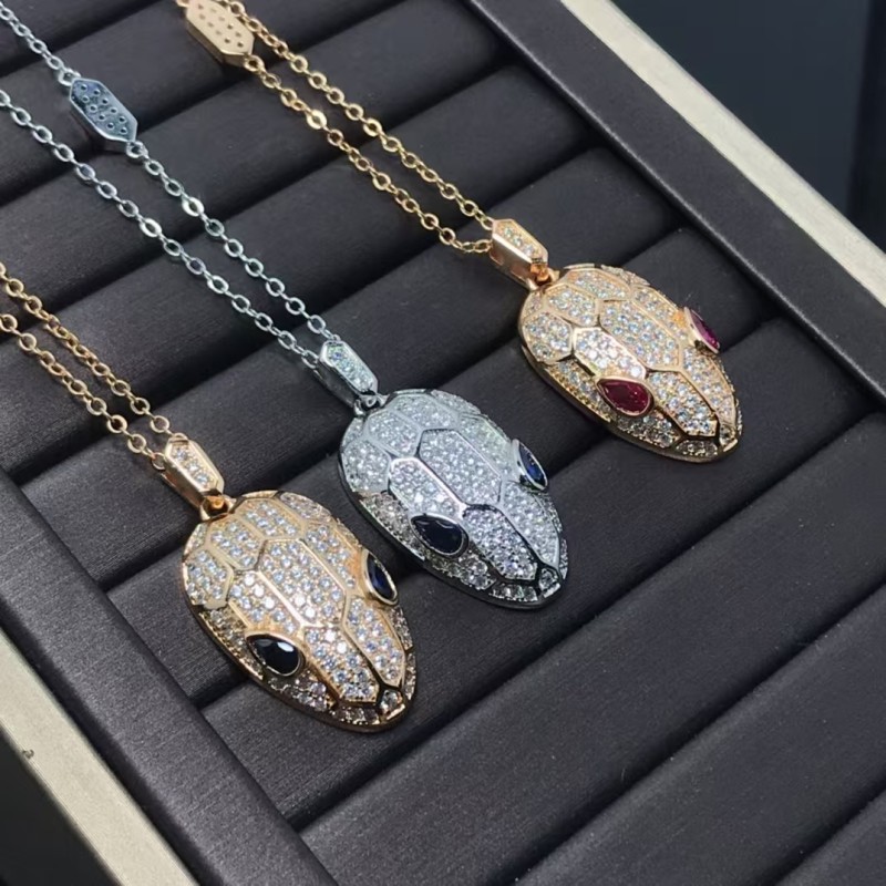 Classic brand Bulgari New Snake Head Full Diamond Necklace for women factory direct sales free shipping