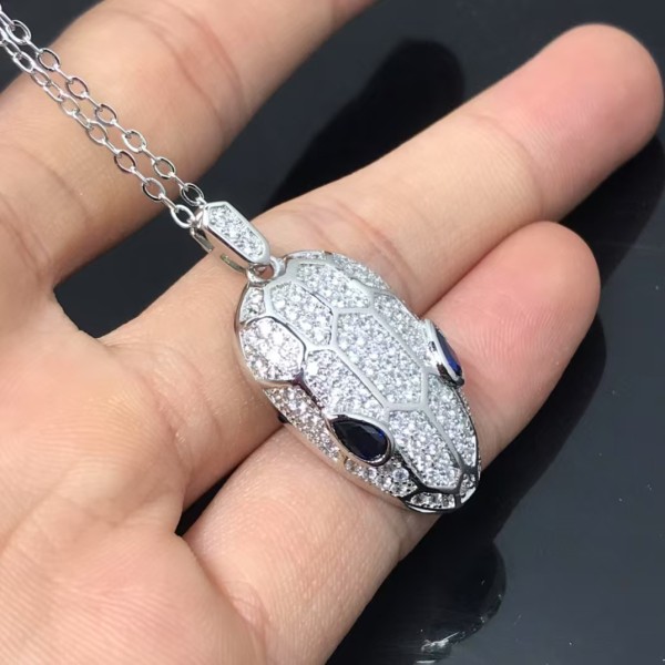 Classic brand Bulgari New Snake Head Full Diamond Necklace for women factory direct sales free shipping