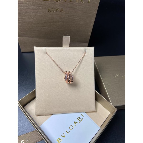 Classic brand Bvlgari  new three circle smooth surface snake head tail inlaid diamond necklace factory direct sales free shipping