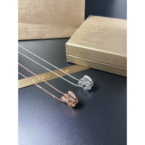 Classic brand Bvlgari  new three circle smooth surface snake head tail inlaid diamond necklace factory direct sales free shipping 