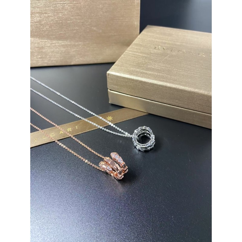 Classic brand Bvlgari  new three circle smooth surface snake head tail inlaid diamond necklace factory direct sales free shipping