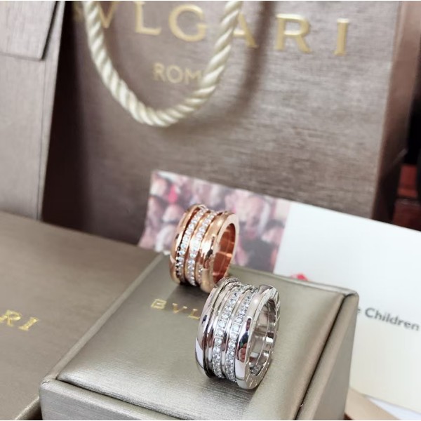 Classic brand Bvlgari ring New Three Ring Wide Edition Diamond Carving Ring factory direct sales free shipping 