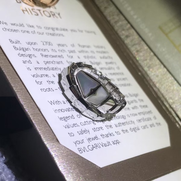 Classic brand Bvlgari ring Spring White Beimu Snake Bone Ring factory direct sales free shipping