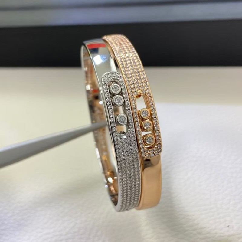 Classic Brand Messika Bracelet New Half Full Diamond Three Bead Bracelet Factory Direct Sales Free Shipping