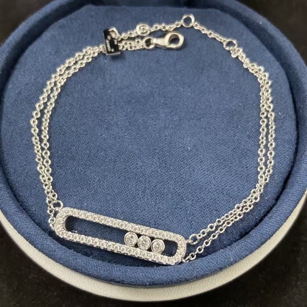 Classic Brand Messika Bracelet New Full Diamond Three Bead Double Layer Bracelet Factory Direct Sales Free Shipping
