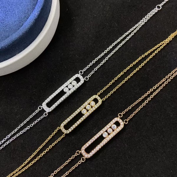 Classic Brand Messika Bracelet New Full Diamond Three Bead Double Layer Bracelet Factory Direct Sales Free Shipping
