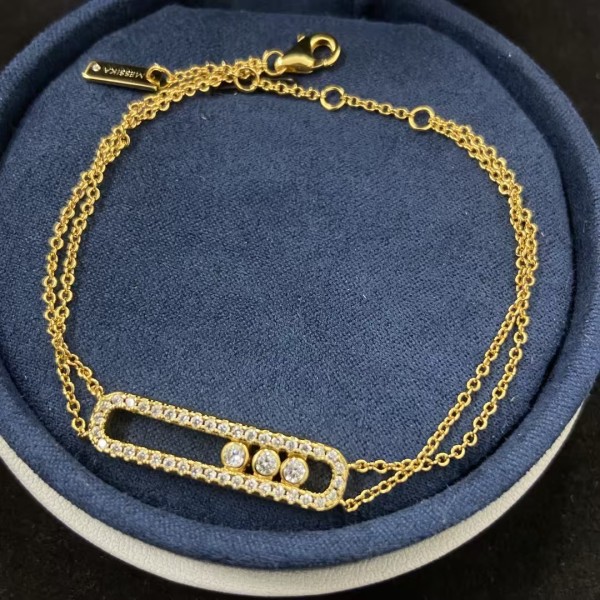 Classic Brand Messika Bracelet New Full Diamond Three Bead Double Layer Bracelet Factory Direct Sales Free Shipping 