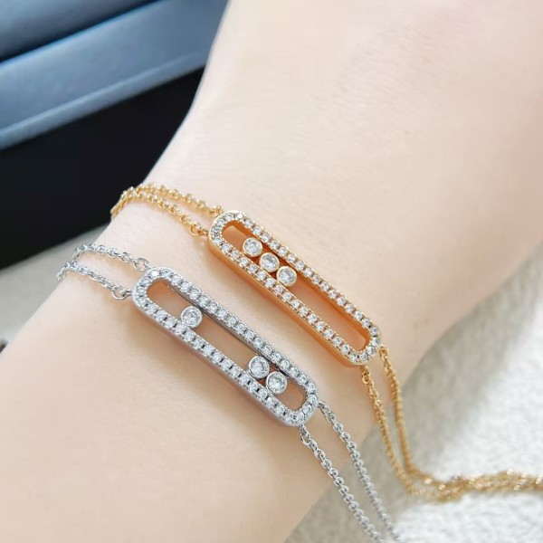 Classic Brand Messika Bracelet New Full Diamond Three Bead Double Layer Bracelet Factory Direct Sales Free Shipping