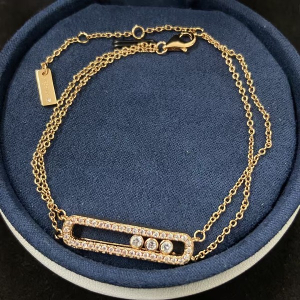 Classic Brand Messika Bracelet New Full Diamond Three Bead Double Layer Bracelet Factory Direct Sales Free Shipping