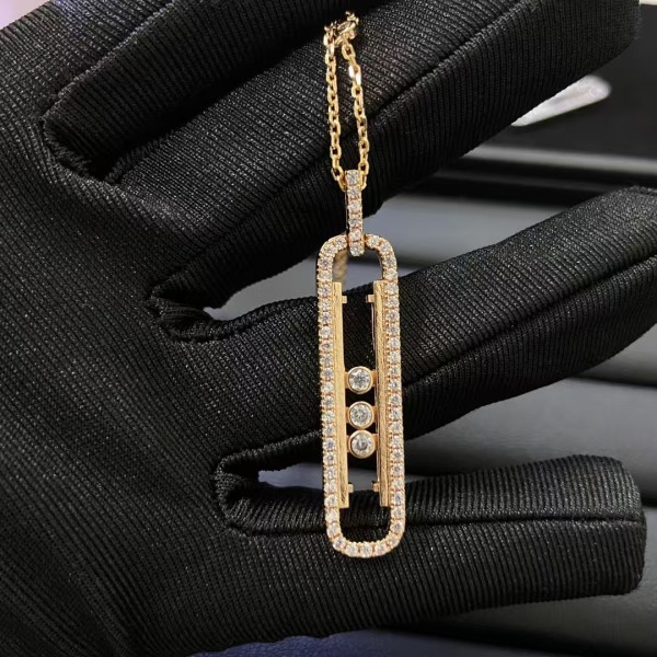 Classic Brand Messika necklace New Full Diamond Sliding Three Bead Diamond Necklace Factory Direct Sales Free Shipping