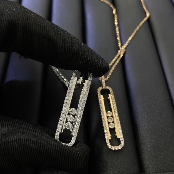 Classic Brand Messika necklace New Full Diamond Sliding Three Bead Diamond Necklace Factory Direct Sales Free Shipping 