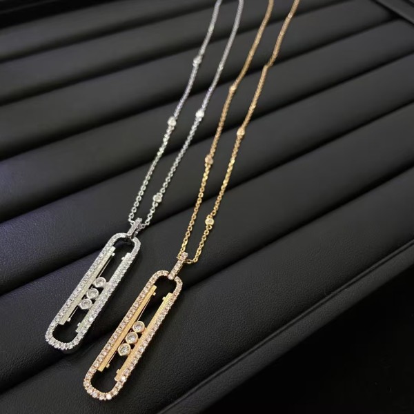 Classic Brand Messika necklace New Full Diamond Sliding Three Bead Diamond Necklace Factory Direct Sales Free Shipping