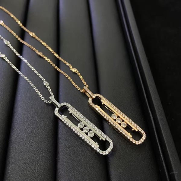 Classic Brand Messika necklace New Full Diamond Sliding Three Bead Diamond Necklace Factory Direct Sales Free Shipping