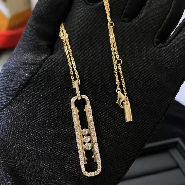 Classic Brand Messika necklace New Full Diamond Sliding Three Bead Diamond Necklace Factory Direct Sales Free Shipping