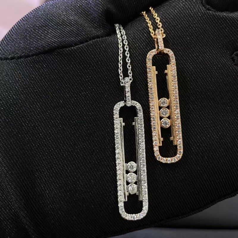 Classic Brand Messika necklace New Full Diamond Sliding Three Bead Diamond Necklace Factory Direct Sales Free Shipping
