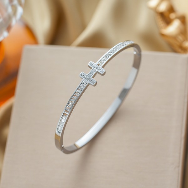 Light luxury square diamond letter H bracelet high-end niche design hand ring versatile jewelry