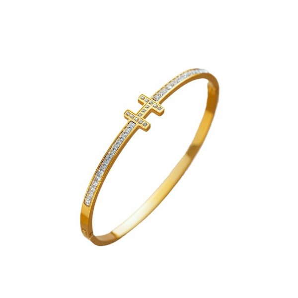 Light luxury square diamond letter H bracelet high-end niche design hand ring versatile jewelry