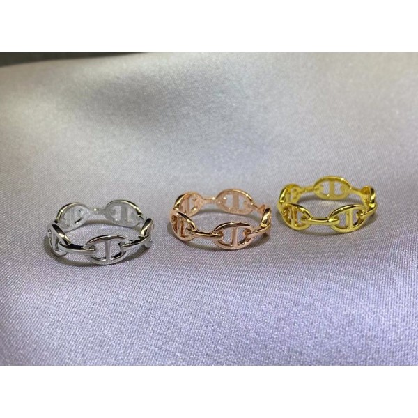 High quality and high version Hermes new pig nose ring electroplated with 18K real gold