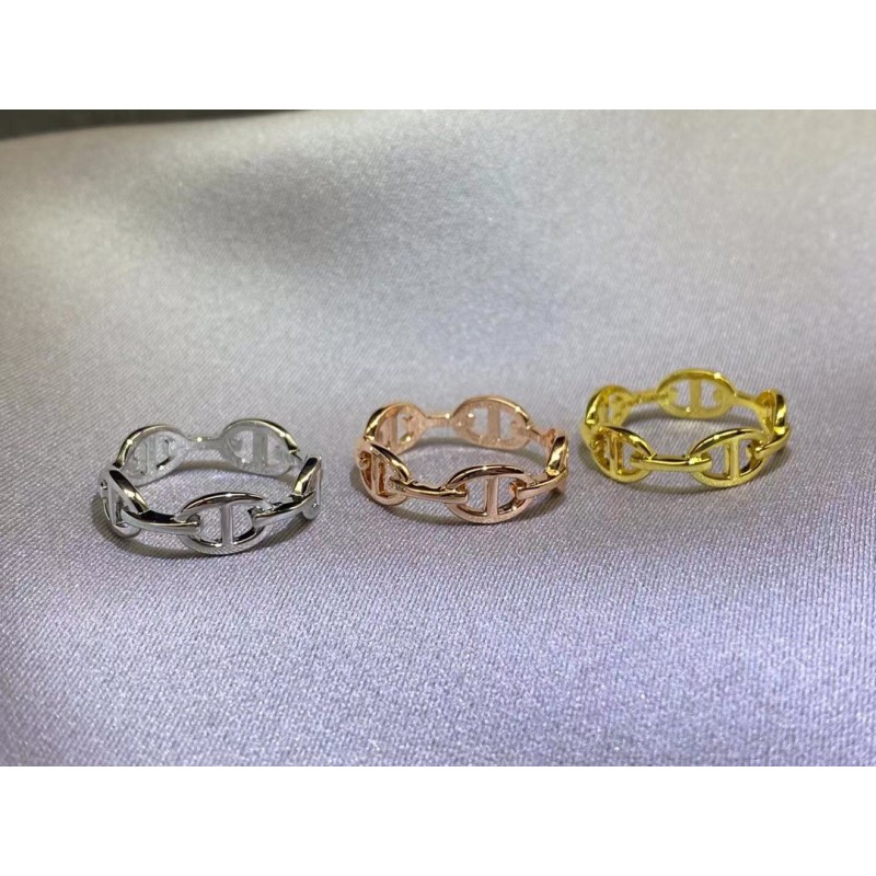 High quality and high version Hermes new pig nose ring electroplated with 18K real gold