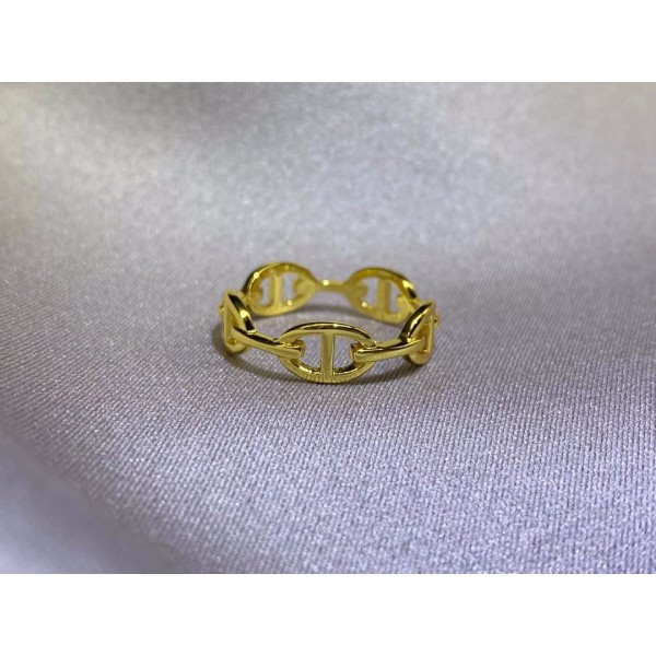 High quality and high version Hermes new pig nose ring electroplated with 18K real gold 