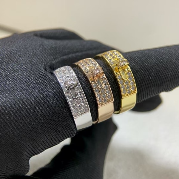 Luxury brand Hermes Ring New Half Full Diamond Pig Nose Ring factory direct sales free shipping