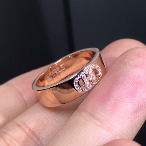 Luxury brand Hermes Ring New Pig Nose Diamond Set Ring factory direct sales free shipping 