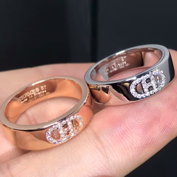 Luxury brand Hermes Ring New Pig Nose Diamond Set Ring factory direct sales free shipping